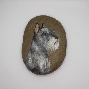 Schnauzer Painted on Rock